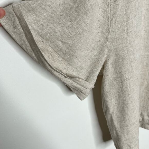 Banana Republic Womens Linen Blend Embroidered Top Large Beige White Neutral - Picture 9 of 9